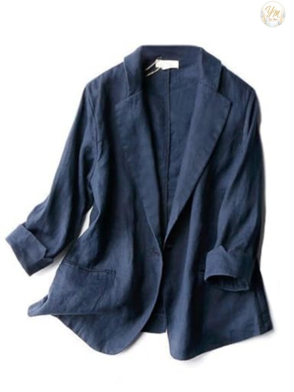 Women's Casual One Button Linen Blazer 3/4 Sleeve Slim Fit Office Work